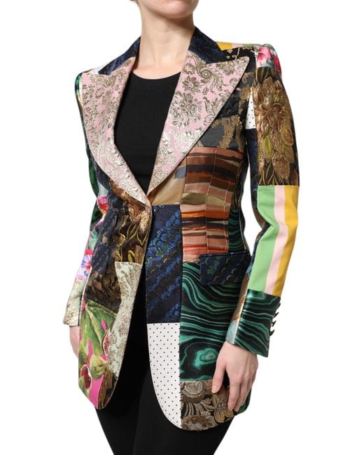 Dolce & Gabbana Black Floral Patchwork Jacquard Jacket