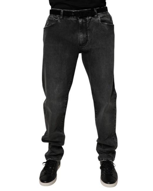 Dolce & Gabbana Black Cotton Stretch Skinny Denim Jeans for men