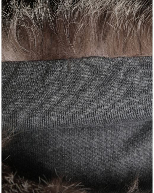 Dolce & Gabbana Gray Faux Fur Whole Head Wrap Capello Hat