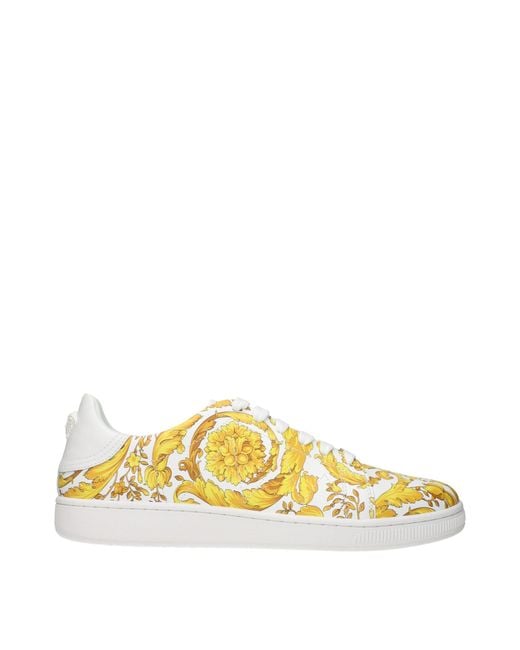 Versace Yellow Leather Sneakers for men