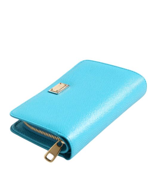 Dolce & Gabbana Blue Leather Bifold Continental Clutch Wallet