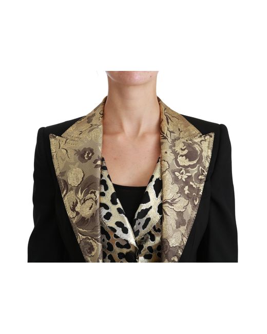 Dolce & Gabbana Black 2-piece Jacket With Gold Floral Jacquard Detailing Wool