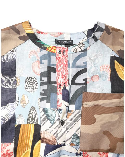 Dolce & Gabbana Multicolor Patchwork Short Sleeves Shirt for men