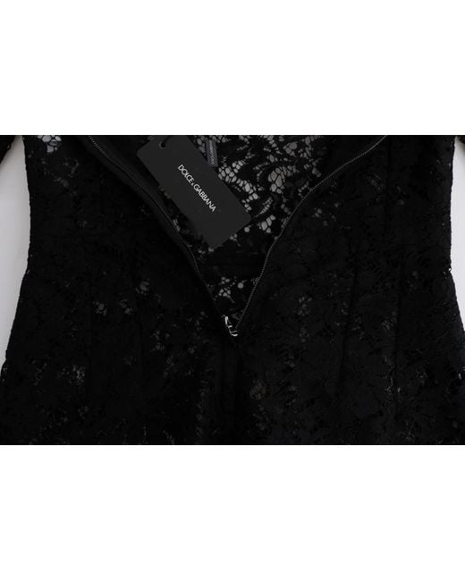 Dolce & Gabbana Black Floral Lace Chamomile Sicily Dress