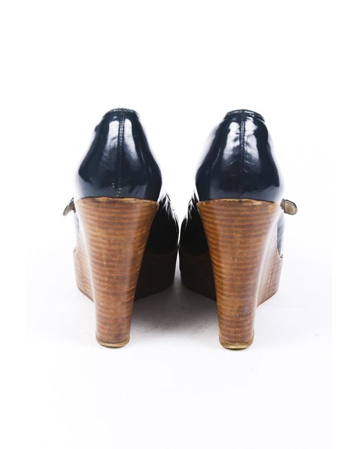 Christian Louboutin Leather Mallorca Mary Jane Wedges Blue/brown Sz: 8 -  Lyst