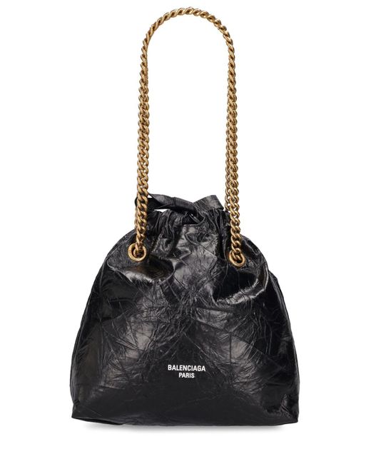 Balenciaga Black Small Crush Leather Tote Bag