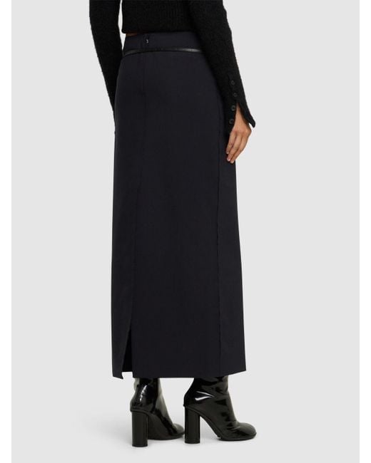16Arlington Black Delta Wool Blend Long Skirt W/ Belt