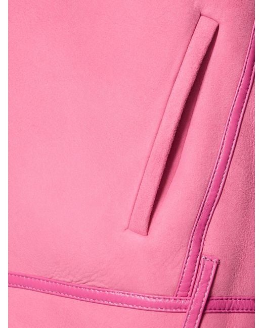 Giacca in camoscio e shearling di David Koma in Pink