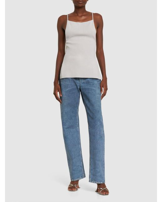 We Wore What Ribbed Stretch Viscose & Nylon Top in White Lyst