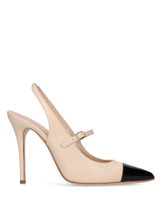 Alessandra Rich Natural 105mm Leather Slingback Pumps