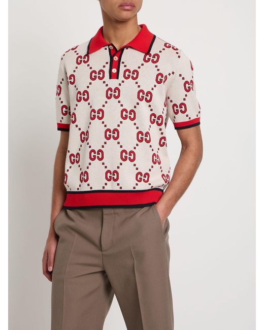 Polo de algodón Gucci de hombre de color Rojo | Lyst