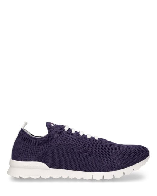 Kiton Blue Knitted Low Top Sneakers for men