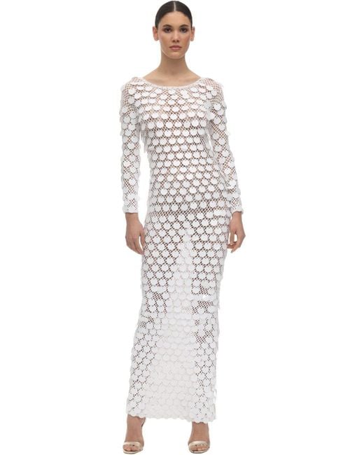 In the mood for love White Sequin Crochet Long Dress