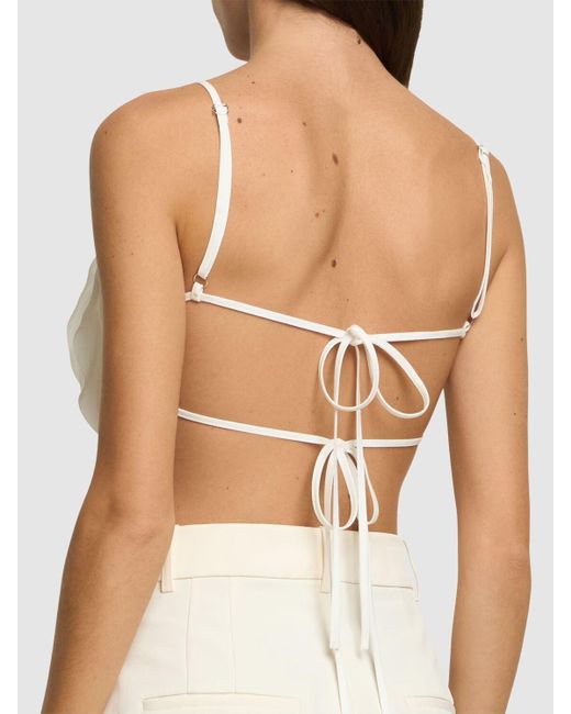 Blumarine White Gewaschene Gabardine-oberteil Mit Rose