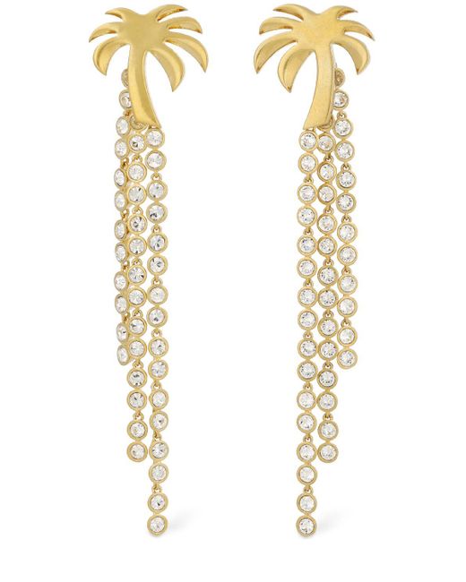 Palm Angels Metallic Palm Pendant Brass & Glass Earrings