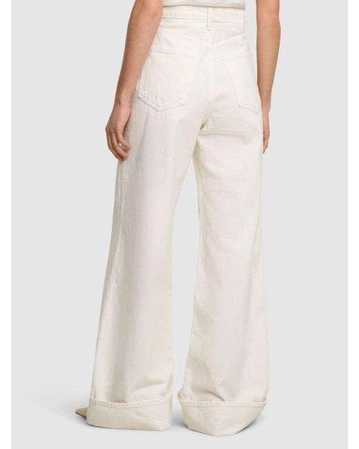 Agolde White Dame High Rise Wide Leg Jeans