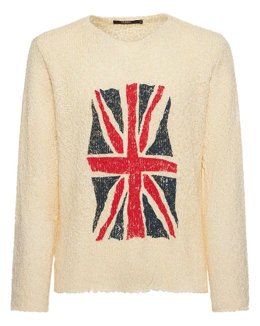 Jaded London White Union Jack Jacquard Knit Sweater for men