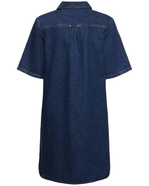 Vestido corto de denim con algodón A.P.C. de color Blue
