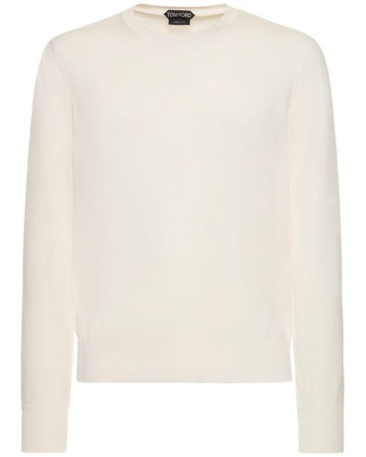 Tom Ford Sweater Aus Baumwolle Mit Beflockung in White für Herren