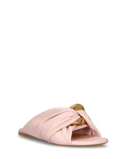 J.W. Anderson Pink Corner Leather Slide Sandals