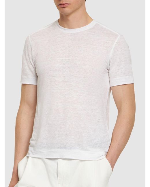 Zegna White Pure Linen Jersey T-shirt for men