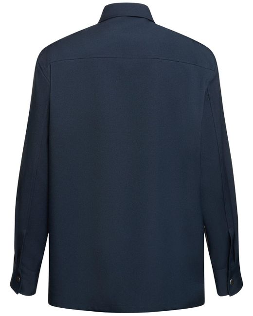 Jil Sander Blue Fine Tech Gabardine Zipped Shirt for men