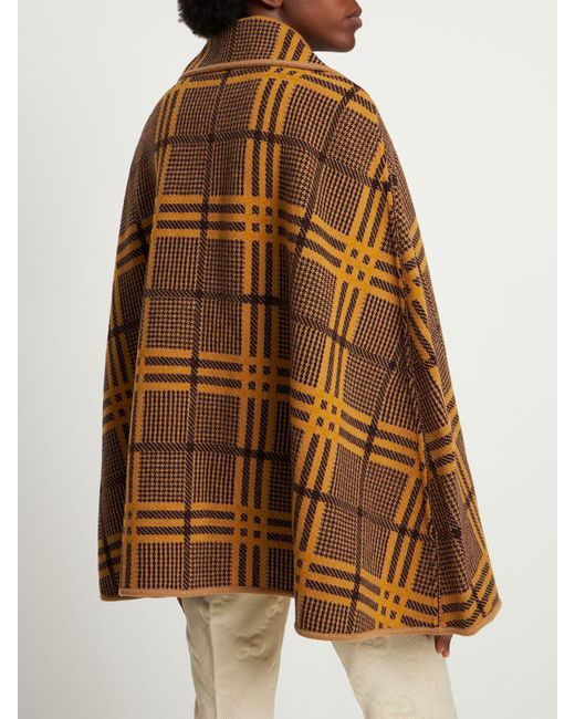 Gucci Brown Love Parade Reversible Jacquard-knit Wool-blend Cape