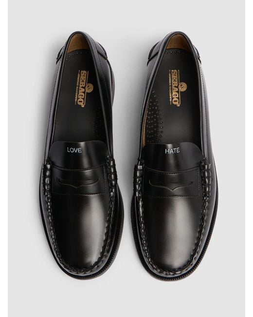 Sebago Black Dan Love/hate Smooth Leather Loafers for men