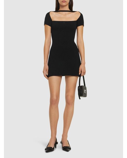 Courreges Black Minikleid Aus Viskosestrickripp "hyperbole"