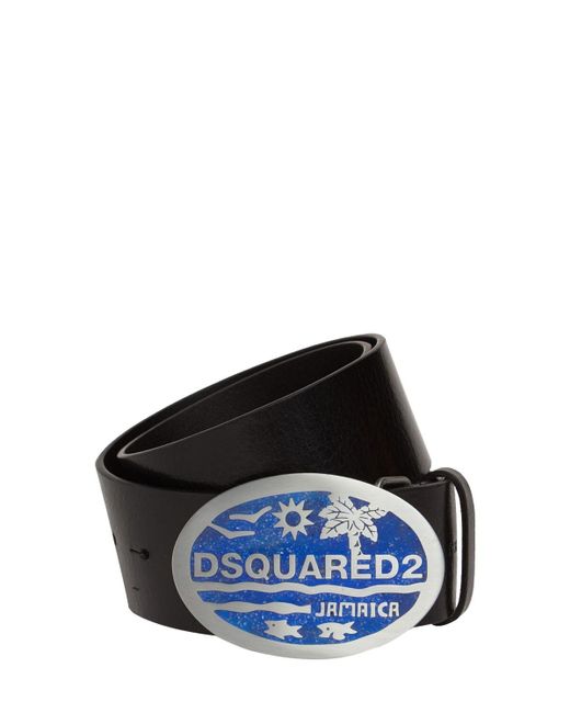 DSquared² Plaque Leather Belt in Blue for Men | Lyst Australia