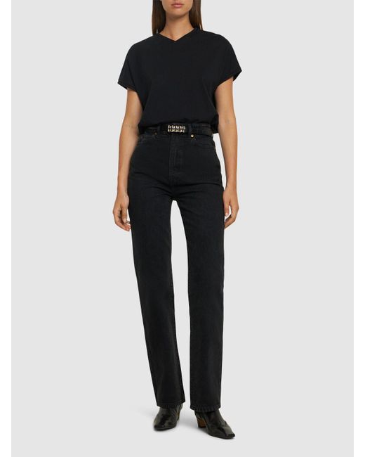 Mujer Camiseta De Jersey De Algodón Khaite de color Black