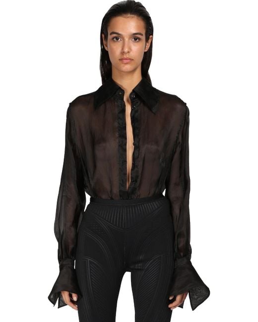 Camisa Body De Organza Transparente Mugler de color Black