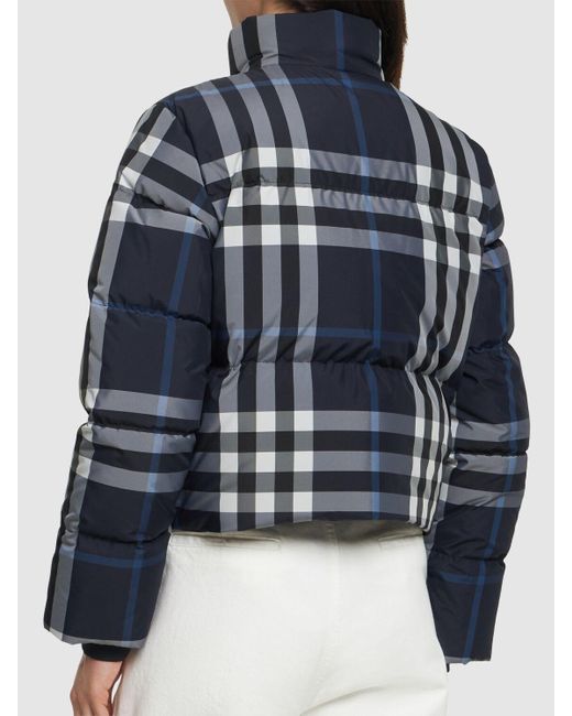 Burberry Black Aldfield Check Cropped Down Jacket