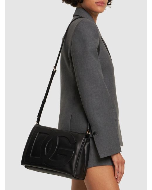 Dolce & Gabbana Black Medium Logo Soft Nappa Shoulder Bag