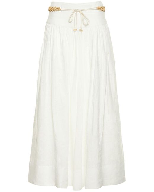 Zimmermann Jeannie Basque Waist Linen Long Skirt in Ivory (White) Lyst UK