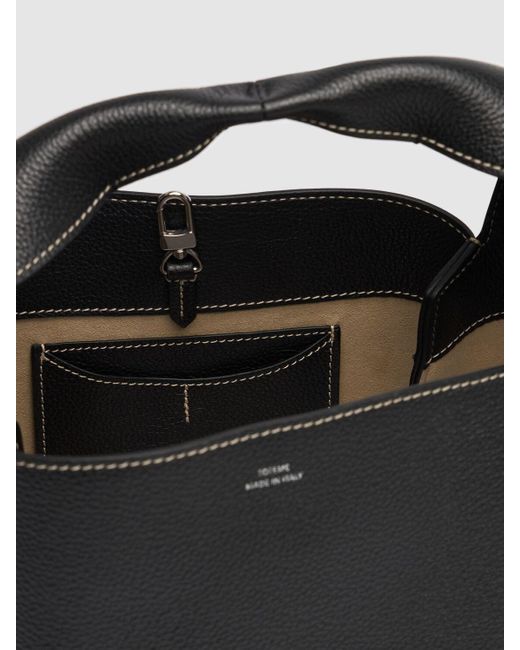 Totême  Black Bucket Pebble Grain Leather Bag