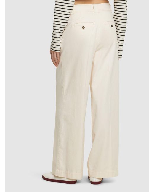 Weekend by Maxmara Natural Pino Belted Cotton Canvas Wide Pants