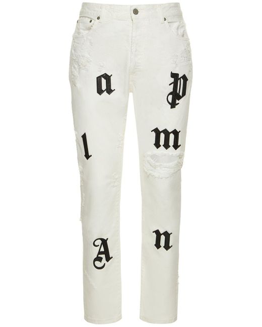 Palm Angels Bull Logo Patch Jeans in White for Men | Lyst