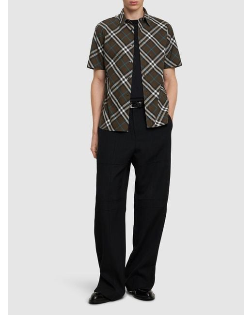 Homme Chemise À Manches Courtes En Coton À Carreaux Burberry pour homme en coloris Black