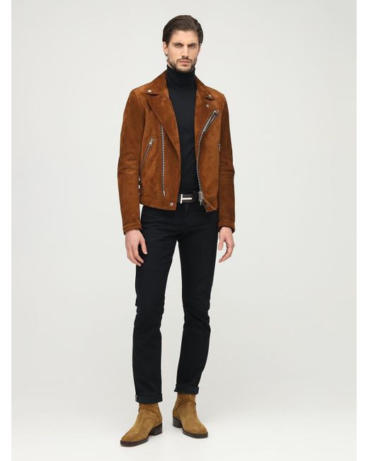 Tom Ford Suede Biker Jacket in Brown for Men | Lyst UK