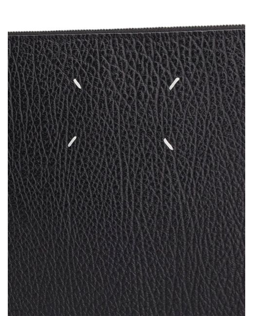 Maison Margiela Black Large Grained Leather Pouch for men