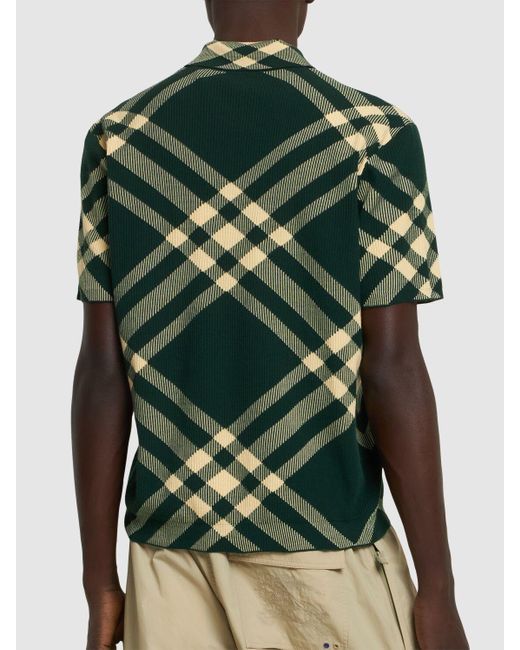 Burberry Fein geripptes Poloshirt mit Vintage-Check in Green für Herren