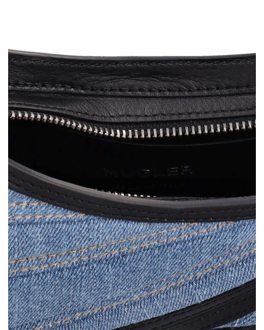 Mugler Blue Ledertasche Und Jeansbeutel "spiral Curve"