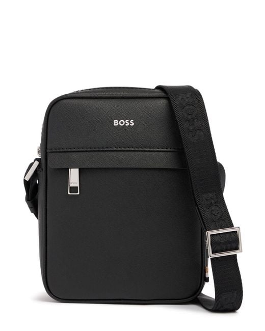 Boss Black Zair Zip Leather Crossbody Bag for men