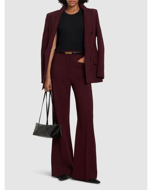 Victoria Beckham Red Alina Viscose Blend Wide Leg Pants