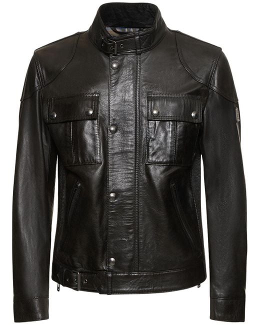 Belstaff Black Gangster Waxed Leather Jacket for men