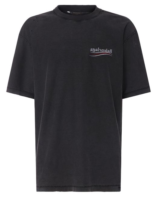 メンズ Balenciaga Inside Out Political コットンtシャツ Black