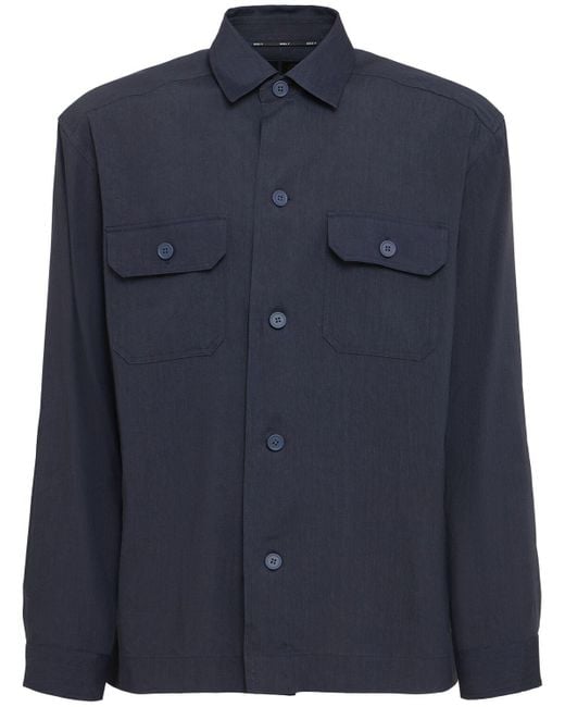 Boss Herren Overshirt Aus Leinenmischung in Blue für Herren
