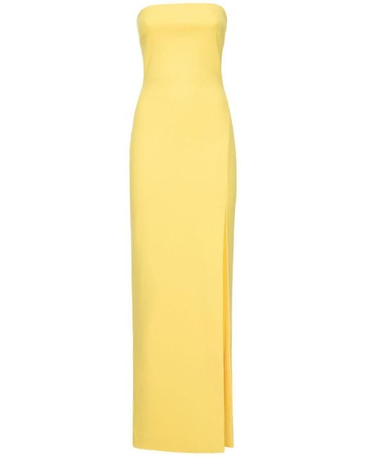 Solace London Yellow Zora Crepe Knit Long Dress