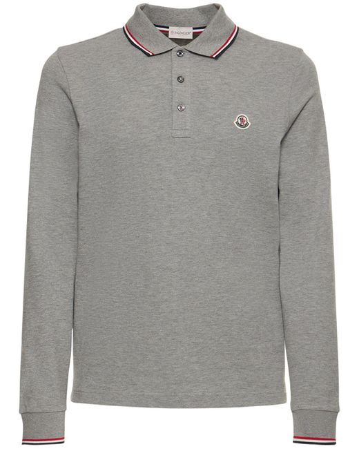 Moncler Gray Long Sleeve Polo Shirt for men